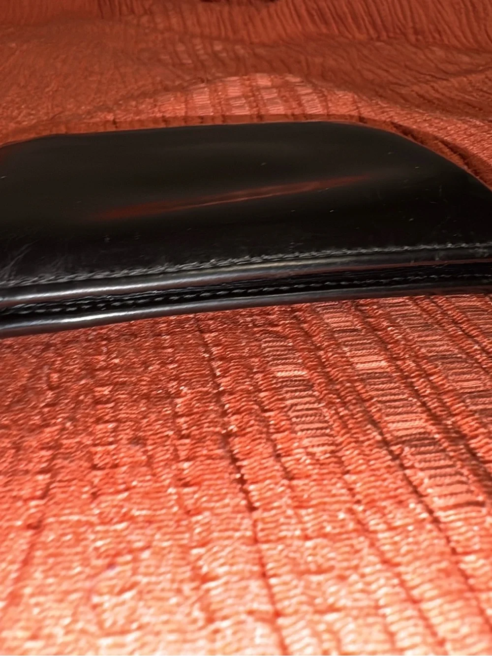 Prada Black Leather Men's Bi-Fold Wallet with Metal Corner